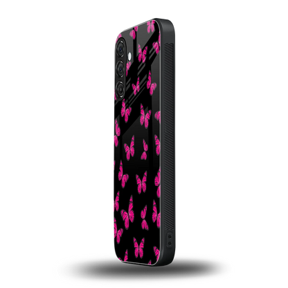 Butterfly Burst Black samsung galaxy a55 5g mobile cover | shockproof glass phone case