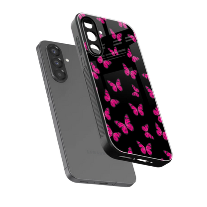Butterfly Burst Black sleek samsung galaxy a17 5g cover with tempered glass back and TPU edges