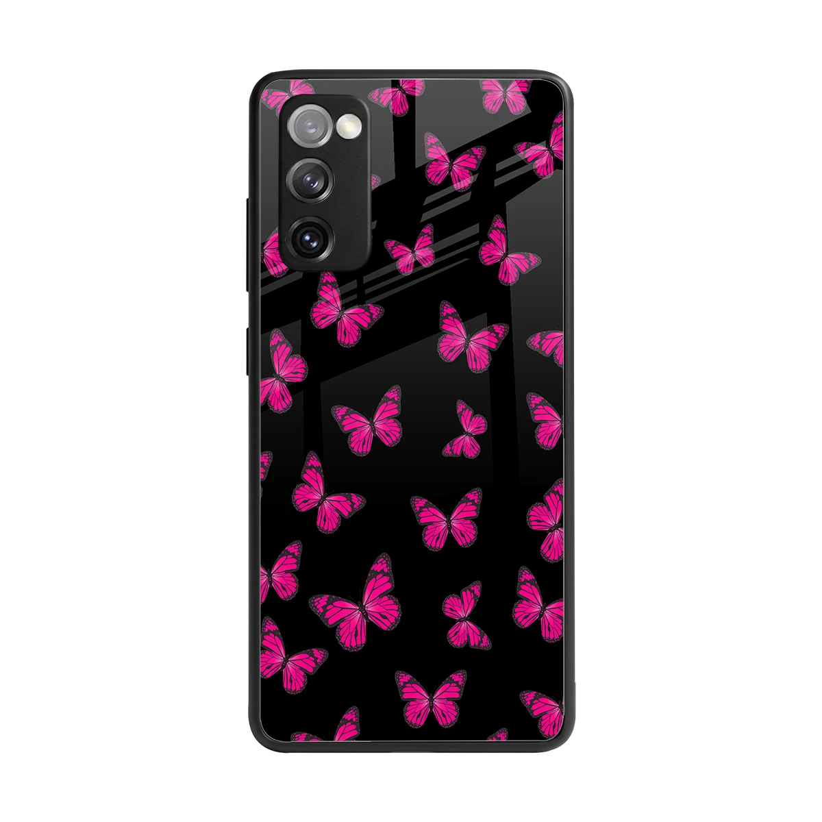 Butterfly Burst Black back phone cover | glass case for samsung galaxy s20 fe