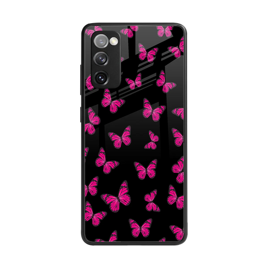 Butterfly Burst Black back phone cover | glass case for samsung galaxy s20 fe