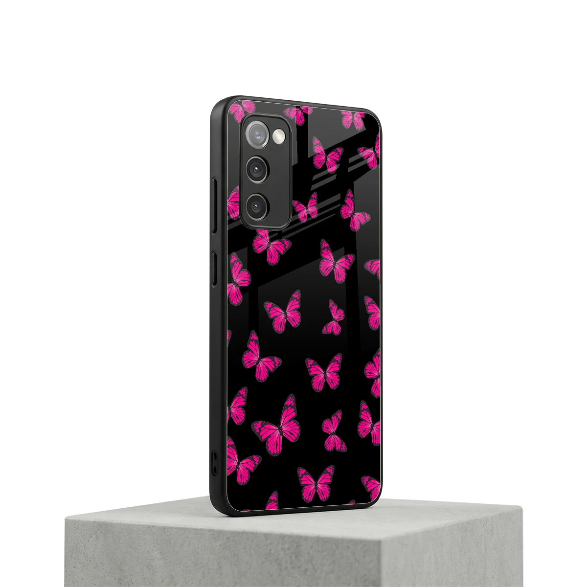 Butterfly Burst Black samsung galaxy s20 fe mobile cover | shockproof glass phone case