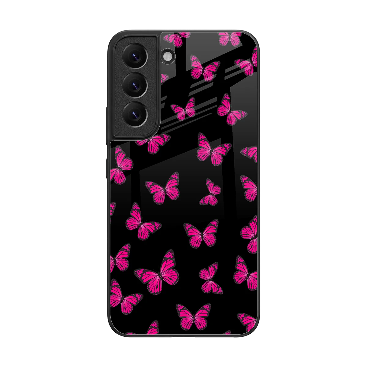 Butterfly Burst Black back phone cover | glass case for samsung galaxy s22