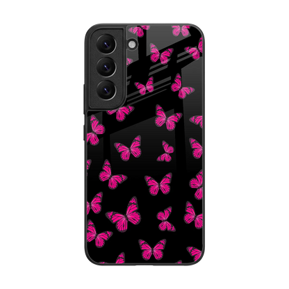 Butterfly Burst Black back phone cover | glass case for samsung galaxy s22
