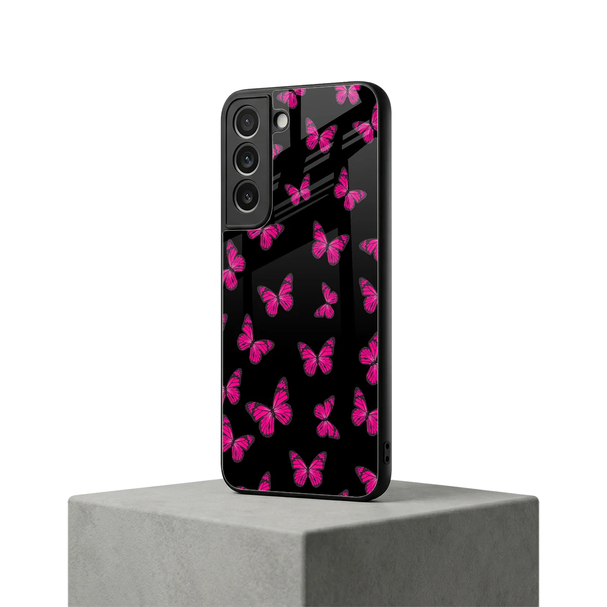 Butterfly Burst Black samsung galaxy s22 mobile cover | shockproof glass phone case