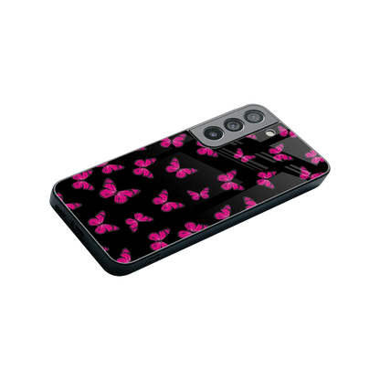 Butterfly Burst Black stylish phone case for samsung galaxy s22 | glossy glass and slim fit