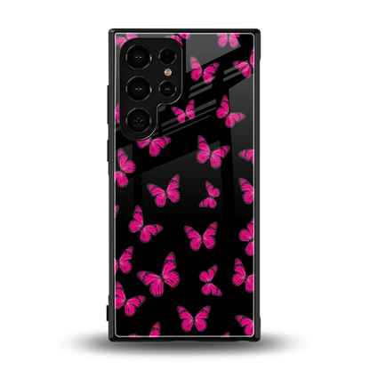 Butterfly Burst Black back phone cover | glass case for samsung galaxy s24 ultra