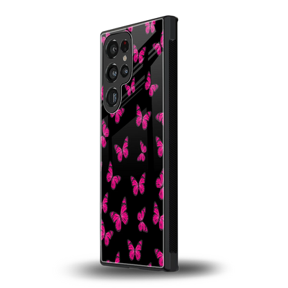 Butterfly Burst Black samsung galaxy s24 ultra mobile cover | shockproof glass phone case