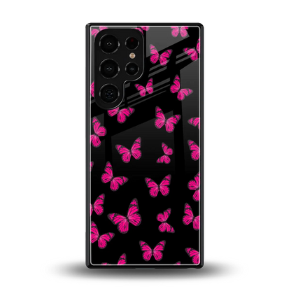 Butterfly Burst Black back phone cover | glass case for samsung galaxy s25 ultra