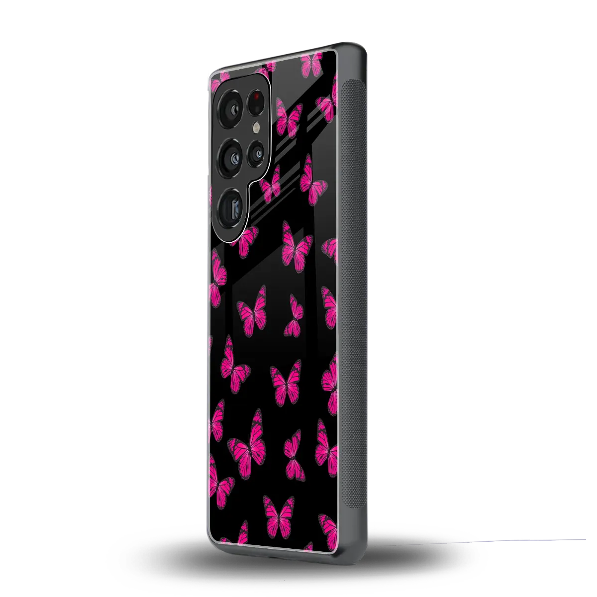 Butterfly Burst Black samsung galaxy s25 ultra mobile cover | shockproof glass phone case