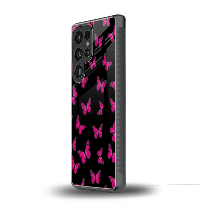 Butterfly Burst Black samsung galaxy s25 ultra mobile cover | shockproof glass phone case