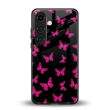 Butterfly Burst Black back phone cover | glass case for samsung galaxy s24