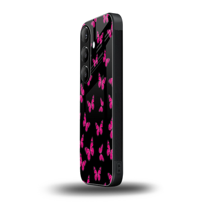 Butterfly Burst Black samsung galaxy s25 mobile cover | shockproof glass phone case