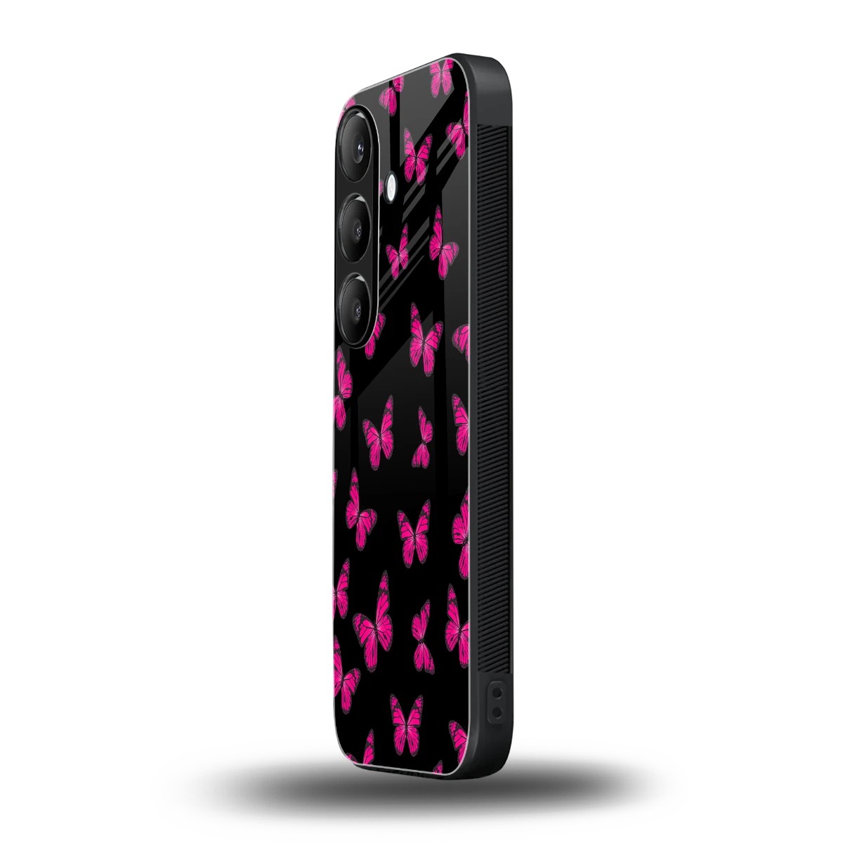 Butterfly Burst Black samsung galaxy s26 mobile cover | shockproof glass phone case