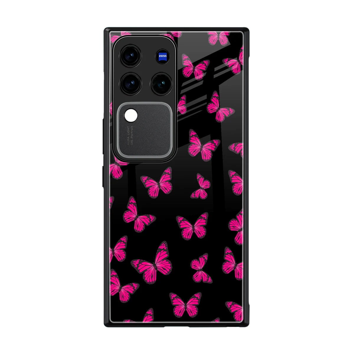 Butterfly Burst Black back phone cover | glass case forvivo v30 pro