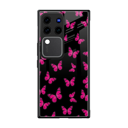 Butterfly Burst Black back phone cover | glass case forvivo v30 pro