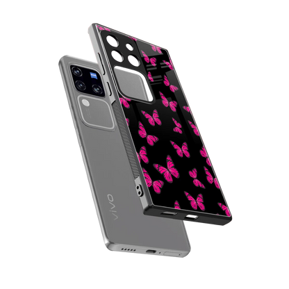 Butterfly Burst Black sleekvivo v30 pro cover with tempered glass back and TPU edges