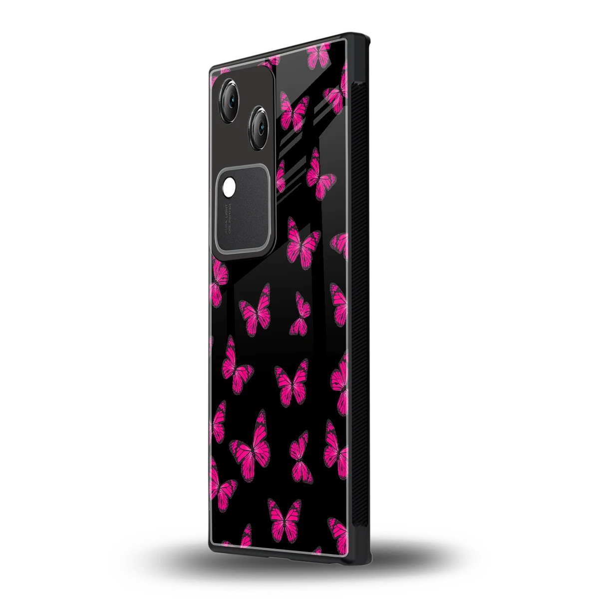 Butterfly Burst Black vivo v30 mobile cover | shockproof glass phone case