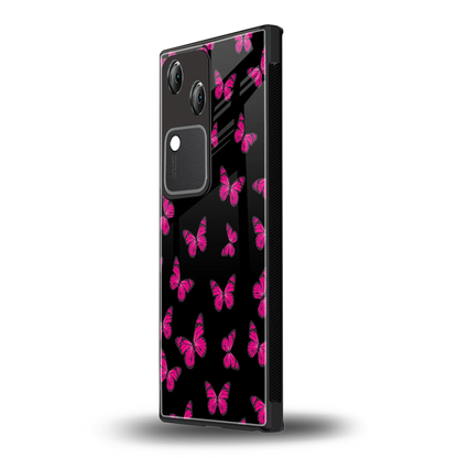 Butterfly Burst Black vivo v30 mobile cover | shockproof glass phone case