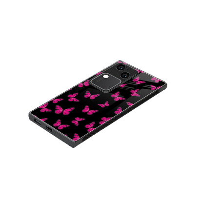 Butterfly Burst Black stylish phone case for vivo v30 | glossy glass and slim fit