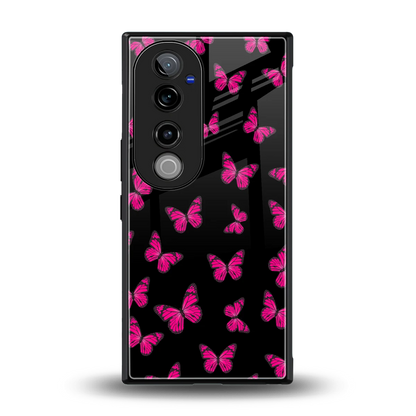 Butterfly Burst Black back phone cover | glass case for vivo v40 pro