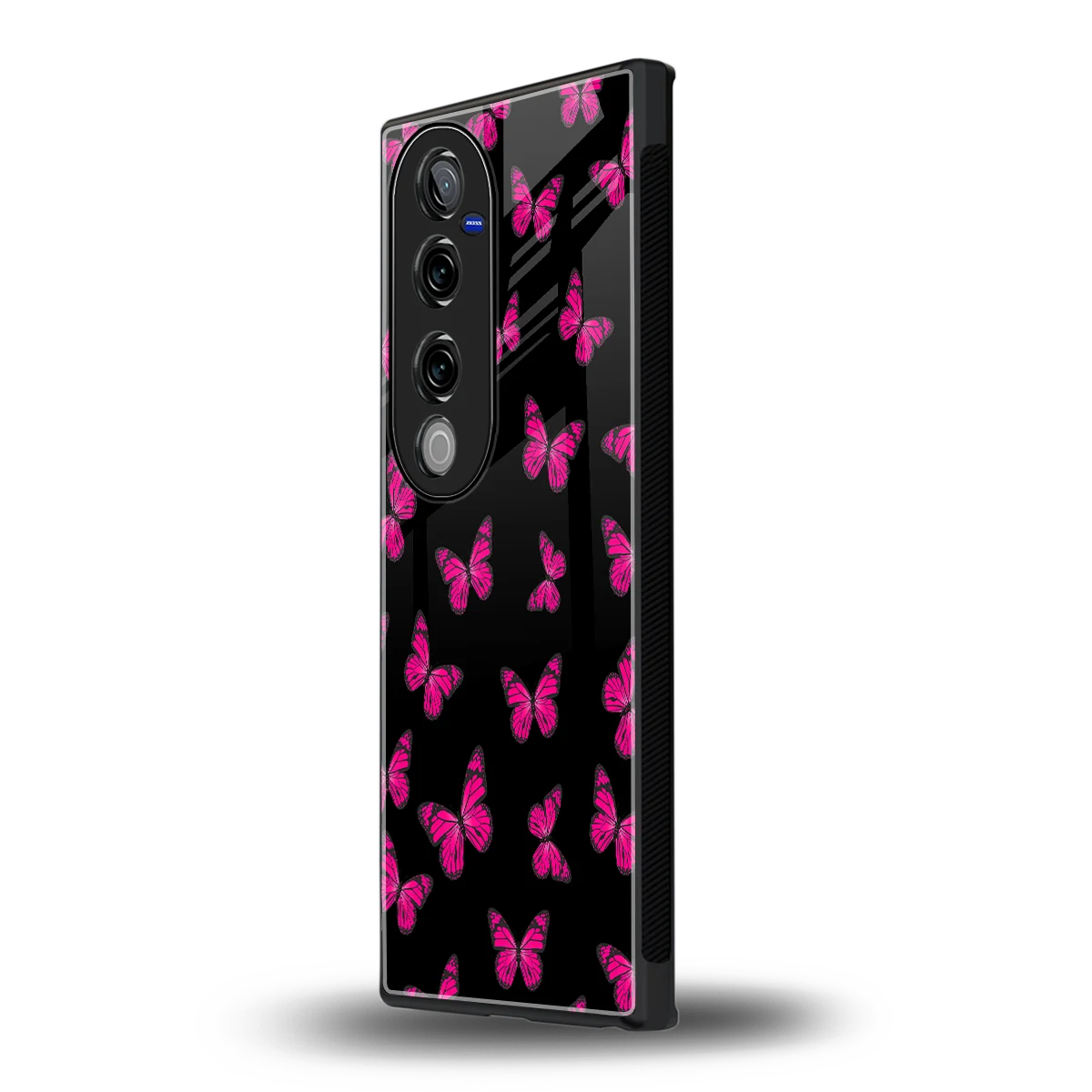 Butterfly Burst Black vivo v40 pro mobile cover | shockproof glass phone case