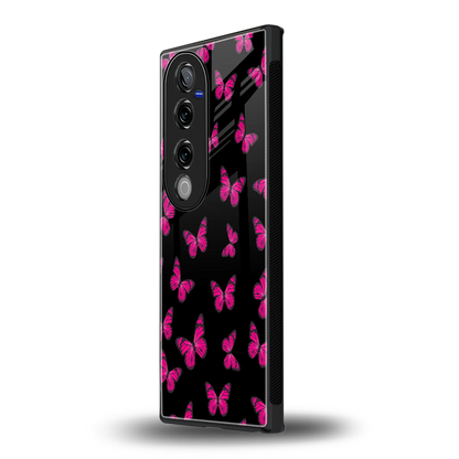 Butterfly Burst Black vivo v40 pro mobile cover | shockproof glass phone case