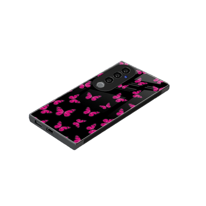 Butterfly Burst Black stylish phone case for vivo v40 pro | glossy glass and slim fit