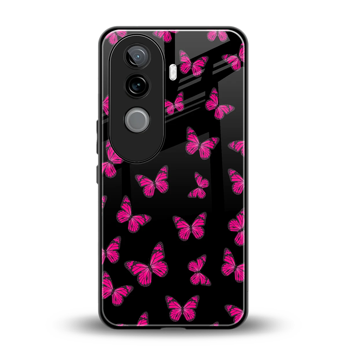 Butterfly Burst Black back phone cover | glass case for vivo v40e