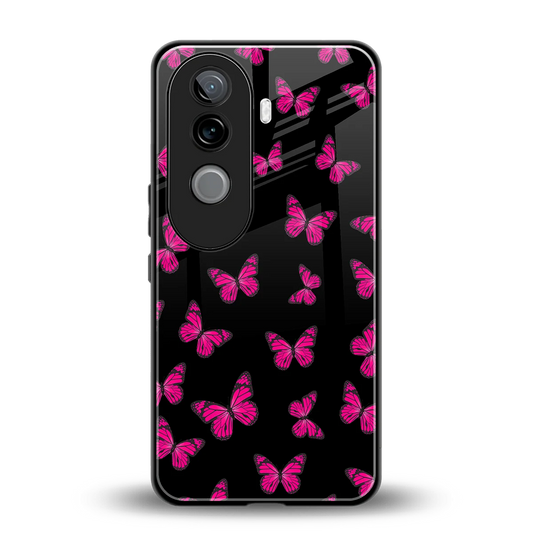 Butterfly Burst Black back phone cover | glass case for vivo v40e