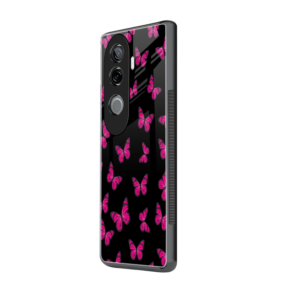 Butterfly Burst Black vivo v40e mobile cover | shockproof glass phone case
