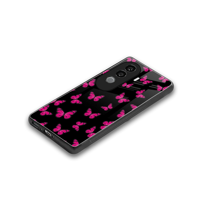 Butterfly Burst Black stylish phone case for vivo v40e | glossy glass and slim fit