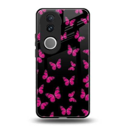 Butterfly Burst Black back phone cover | glass case for vivo v50