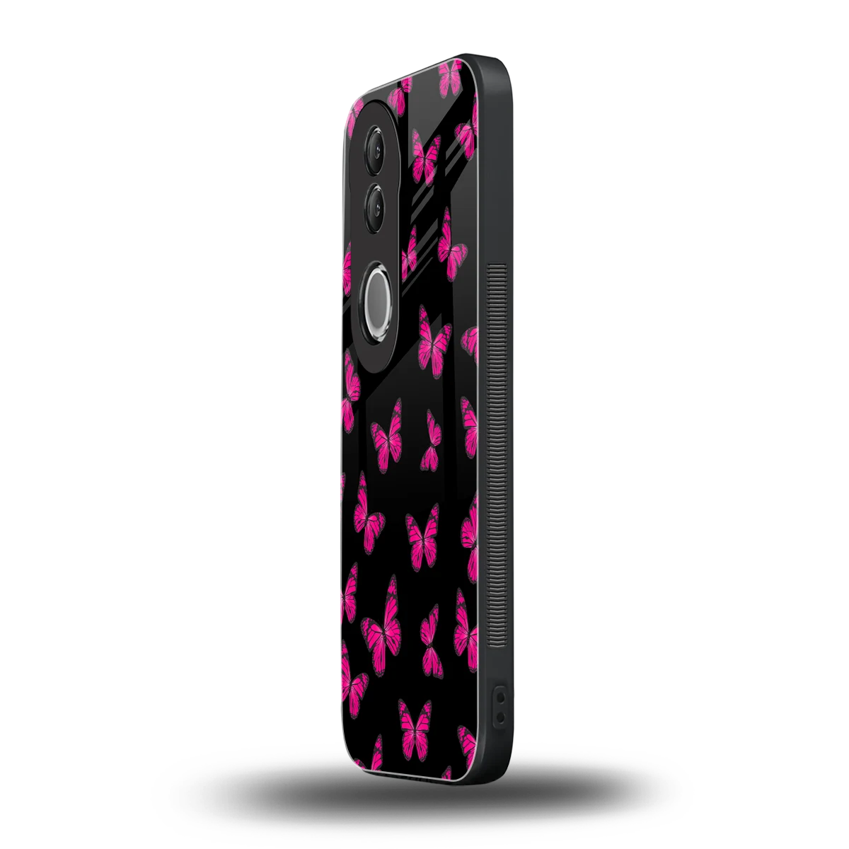 Butterfly Burst Black vivo v50 mobile cover | shockproof glass phone case