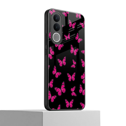 Butterfly Burst Black vivo v70 fe mobile cover | shockproof glass phone case