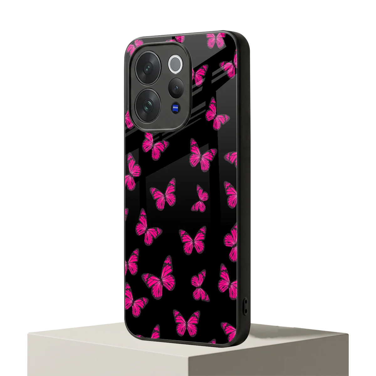 Butterfly Burst Black vivo v70 mobile cover | shockproof glass phone case