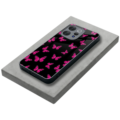 Butterfly Burst Black stylish phone case for vivo v70 | glossy glass and slim fit