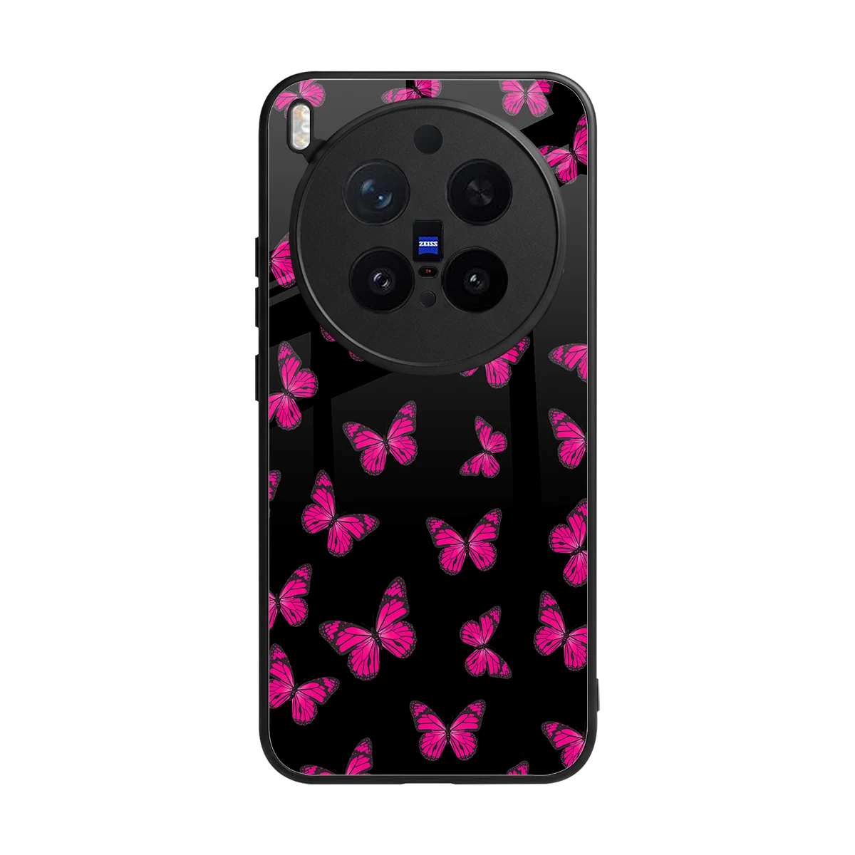 Butterfly Burst Black back phone cover | glass case for vivo x300 pro
