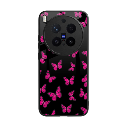 Butterfly Burst Black back phone cover | glass case for vivo x300 pro