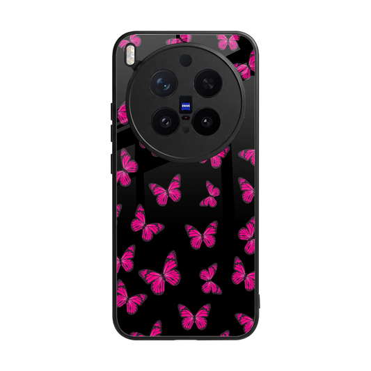 Butterfly Burst Black back phone cover | glass case for vivo x300 pro
