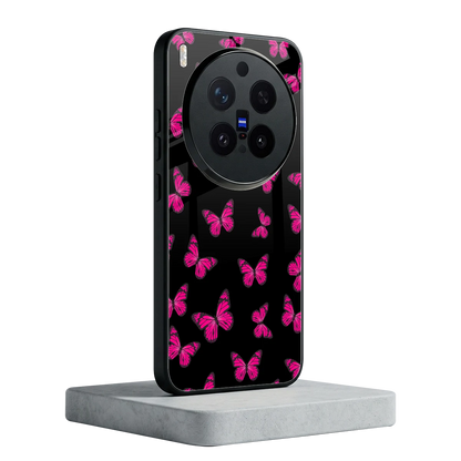 Butterfly Burst Black vivo x300 pro mobile cover | shockproof glass phone case