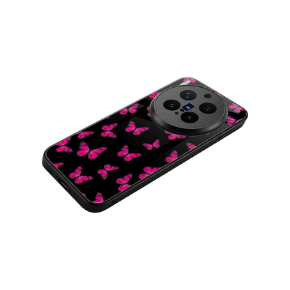 Butterfly Burst Black stylish phone case for vivo x300 pro | glossy glass and slim fit