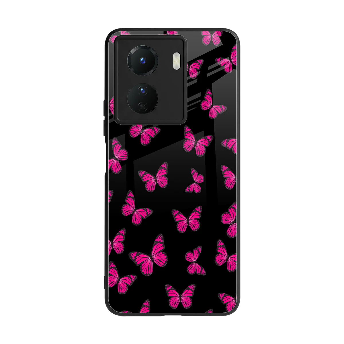 Butterfly Burst Black back phone cover | glass case for vivo y16