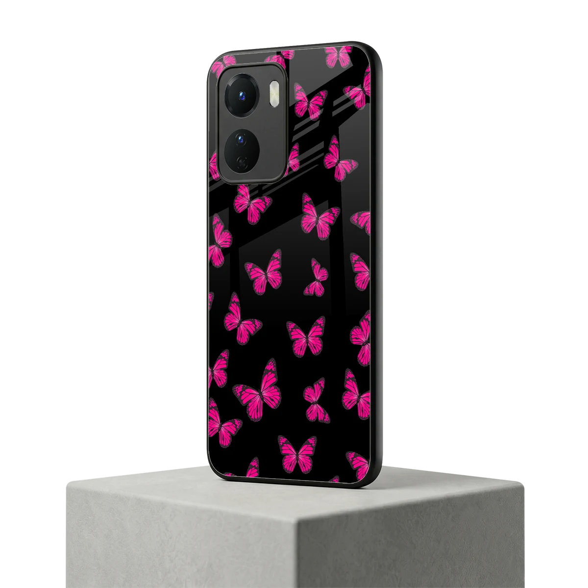 Butterfly Burst Black vivo y16 mobile cover | shockproof glass phone case