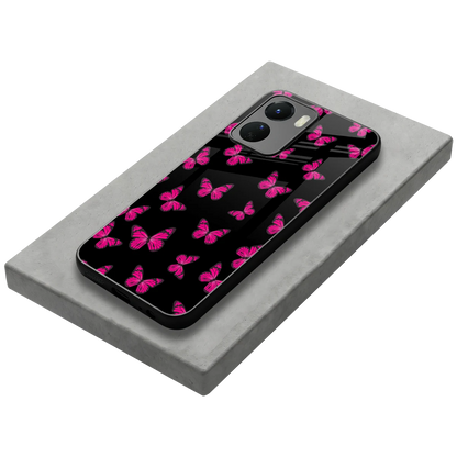 Butterfly Burst Black stylish phone case for vivo y16 | glossy glass and slim fit