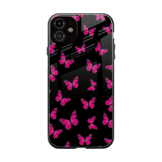 Butterfly Burst Black back phone cover | glass case for iphone 12