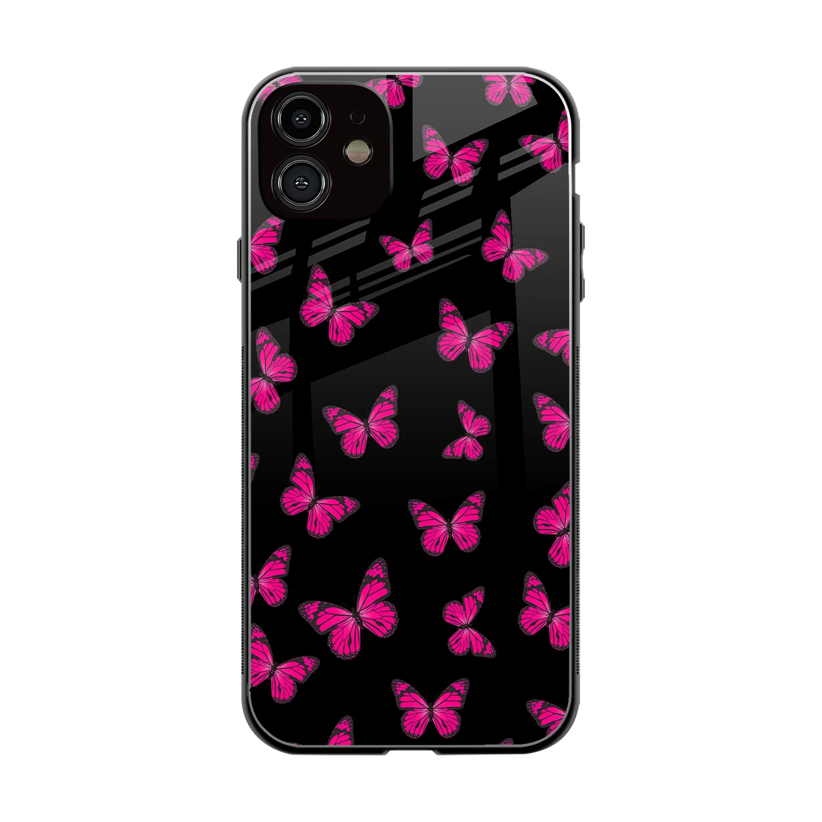 Butterfly Burst Black back phone cover | glass case for iphone 11