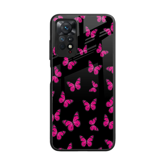 Butterfly Burst Black back phone cover | glass case for redmi note 11 pro