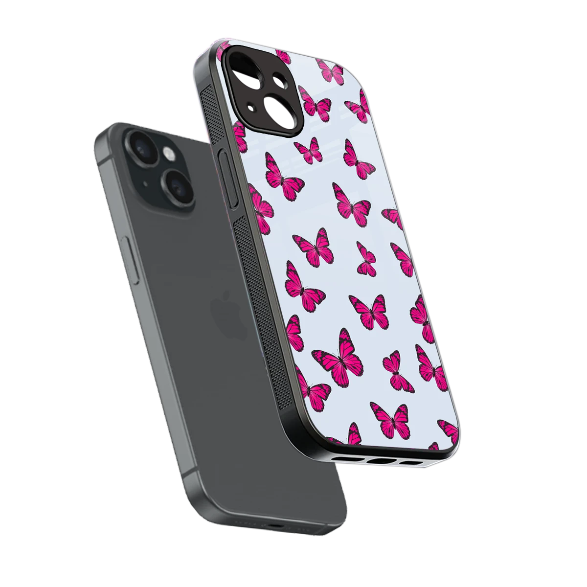 Butterfly Burst Lite sleek iphone 13 cover with tempered glass back and TPU edges