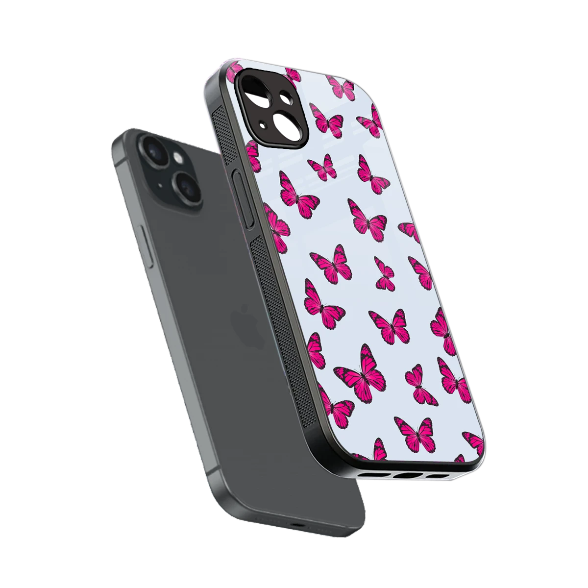 Butterfly Burst Lite sleek iphone 14 plus cover with tempered glass back and TPU edges