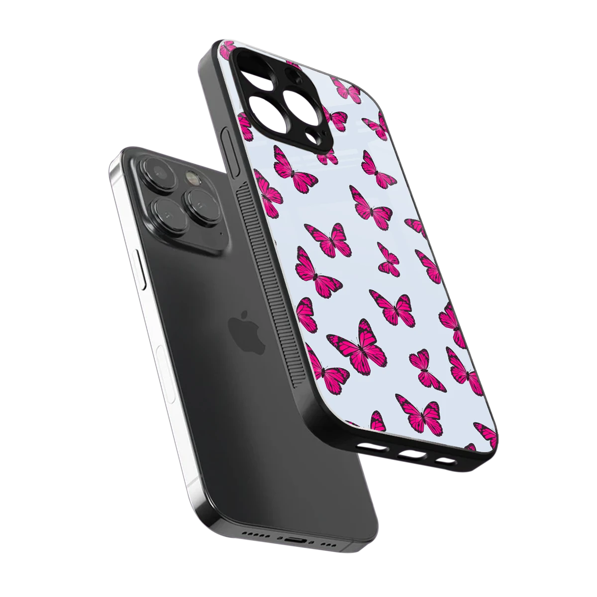 Butterfly Burst Lite sleek iphone 15 pro max cover with tempered glass back and TPU edges